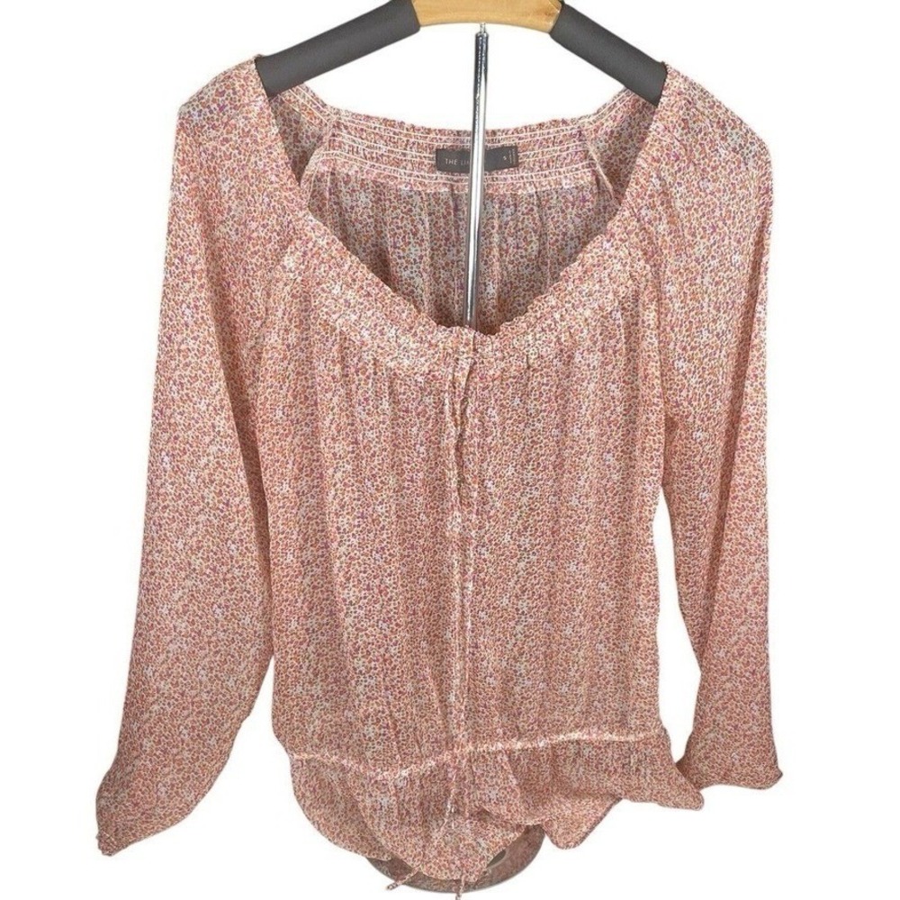 Off‎ Shoulder Pink Floral Peasant Blouse Cottagecore Boho Women's Small